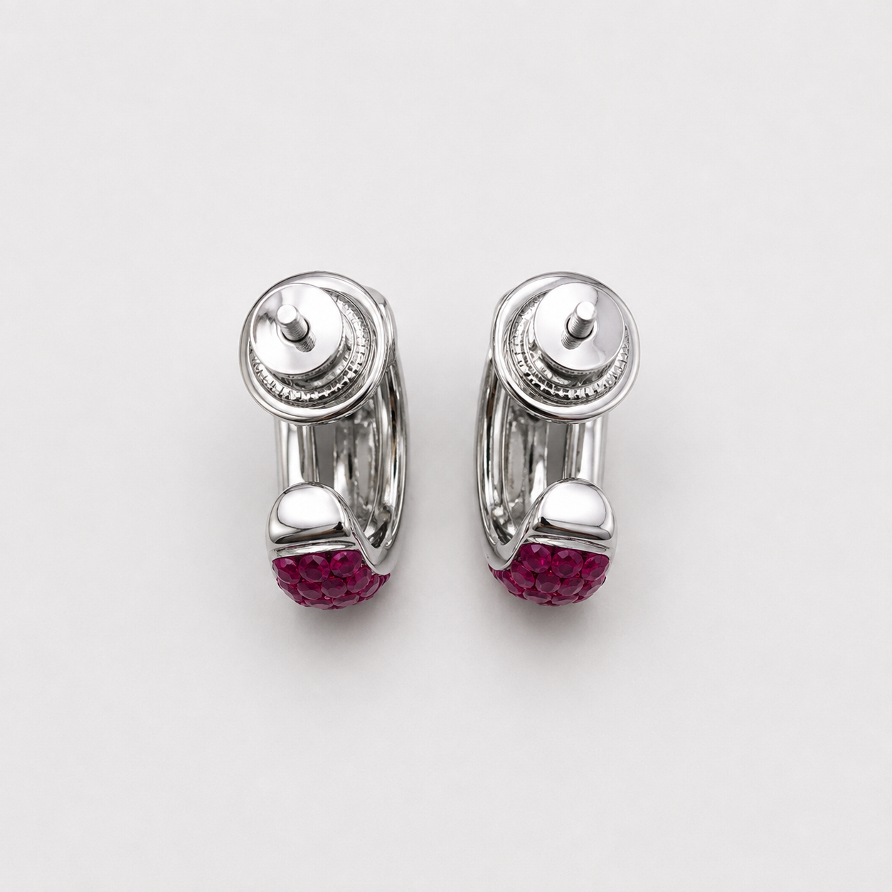 Ruby & Diamond Pavé Hoop Earrings